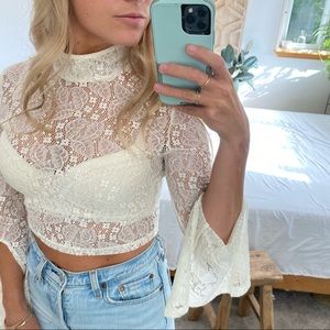 Mink pink lace crop top